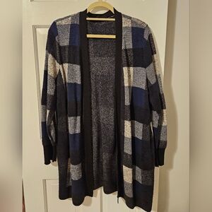 Plaid cardigan sweater